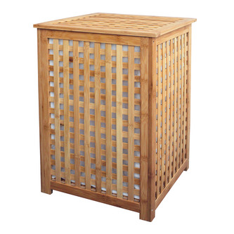 MSV bambusový koš na prádlo, s bílým vakem, 58 cm