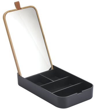 Spirella šperkovnice se zrcadlem ALAIS, obdélníková, černá, plast, bambus