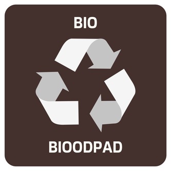 Samolepka pro odpadkový koš pro tříděný odpad - BIO, hnědá, 17,5 x 17,5 cm