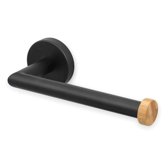 MSV nástěnný držák na toaletní papír IANA, černý, ocel, bambus