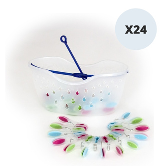 MSV košík s 24 ks kolíčků ANTI-UV, plast, 8,3 cm