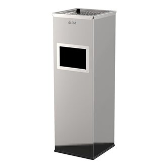 Venkovní odpadkový koš s popelníkem Mirage 22 l, nerez ocel, lesklá