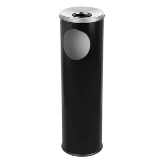Odpadkový koš s popleníkem Cigarette Pillar 15 l, lakovaná ocel, černá