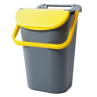 Belli E Forti koš na tříděný odpad TOWER, stohovatelný, šedý, plast, žluté víko, 40 L