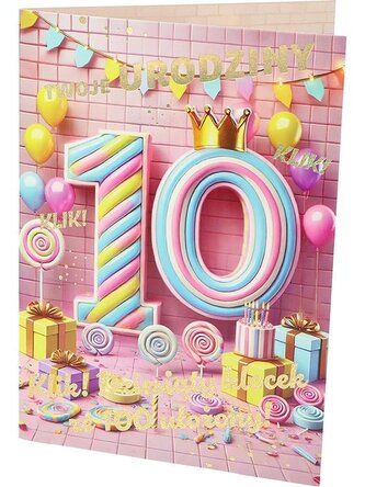 Karnet A B6 10 urodziny cukierki RD-050