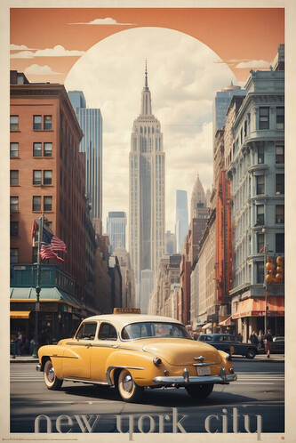 Plakát, Obraz - New York City Dreams: Vintage Travel Poster, 61 × 91.5 cm