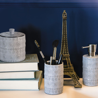 Spirella dávkovač mýdla RELIEF, šedý, porcelán, 300 ml