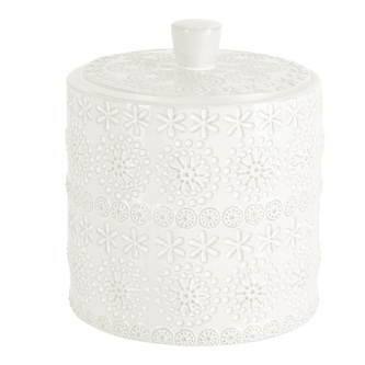 Spirella dóza na odličovací tampony RELIEF, bílá, porcelán