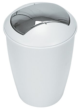 Spirella výklopný odpadkový koš, ATLANTA, bílý, plast, stříbrné víko, 5 L