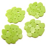 MSV sada 4 protiskluzových podložek GALETS, ve tvaru oblázků, anýzově zelená PVC, 12x13 cm