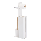 Spirella stojan na toaletní papír YONI, se štětkou, zásobníkem a držákem na telefon, bílý