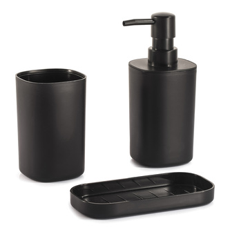 MSV sada 3 ks koupelnových doplňků LONA, černá, plast