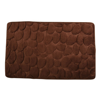 MSV koupelnová předložka PEBBLES, hnědá, PU pěna, protiskluzová, 50 x 80 cm