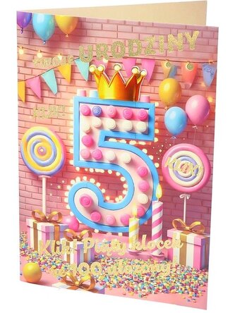 Karnet A B6 5 urodziny cukierki RD-040