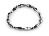 Náramek pružný hematitový, unisex - 1 ks - 2 šedá hematit