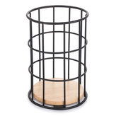 MSV stojan na příbory ELIE, matná černá, ocel, dřevo