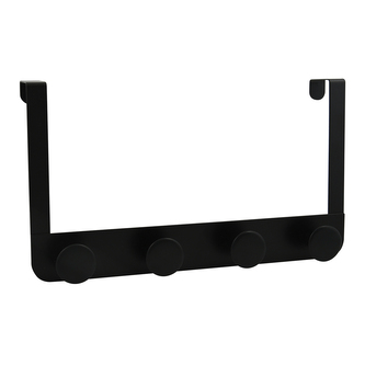 Spirella závěsný věšák na dveře se 4 háčky RONDA Quattro, matně černý, kov, 44 mm