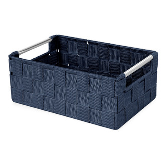 Compactor úložný košík s kovovými madly STAN - S, tkané pásky, 25 x 17 x 10 cm, modrý Compactor úložný košík s kovovými madly STAN - S, tkané pásky, 25 x 17 x 10 cm, modrý