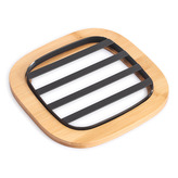 MSV podložka pod nádobí ELIE, matná černá, ocel, bambus