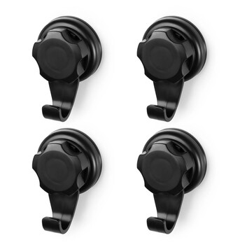 Háčky do koupelny Compactor Bestlock Black s přísavkami -bez vrtání, nosnost až 6 kg, 4 ks