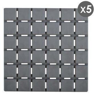 MSV sada 5 ks protiskluzových podložek QUADRO, šedá, SBS kaučuk, 13 x 13 cm