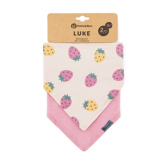 PETITE&MARS Bryndák bandana Luke 2 ks Beige Strawberies&Dusty Rose 3m+