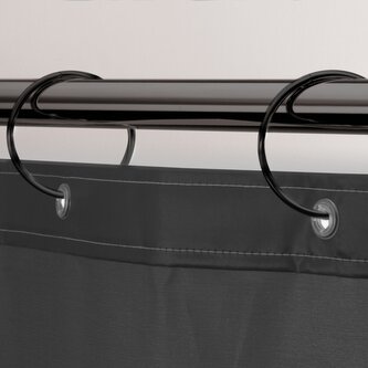 Spirella sada 12 ks kroužků na sprchové závěsy RINGO SMALL, matná černá, kov, průměr 4 cm