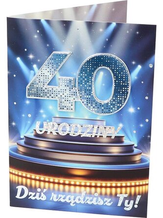 Karnet A B6 40 urodziny niebieskie RU-003
