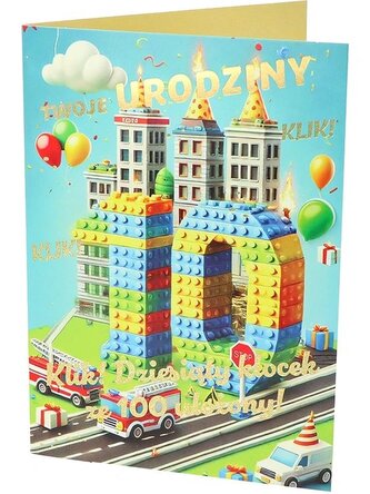 Karnet A B6 10 urodziny klocki RD-049