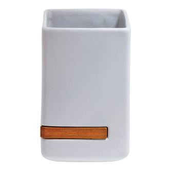 Spirella kelímek na zubní kartáčky OSLO, bílý, keramika, bambus