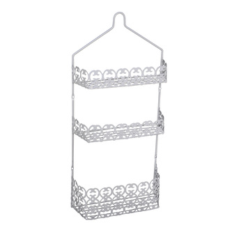 MSV nástěnná třípatrová polička AGADIR, do koupelny, bílá, ocel