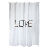 MSV sprchový závěs LOVE, motiv nápis, bílý, 180 x 200 cm, polyester