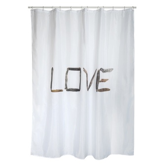MSV sprchový závěs LOVE, motiv nápis, bílý, 180 x 200 cm, polyester