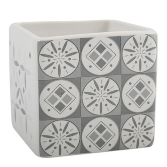 MSV kelímek na zubní kartáčky EVORA, bílo-šedý, keramika