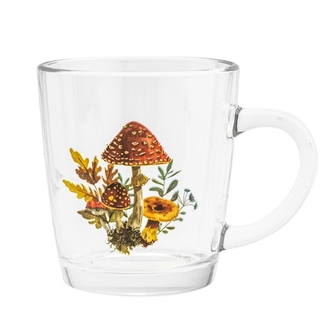 Hrnek sklo 350ml dek.houby