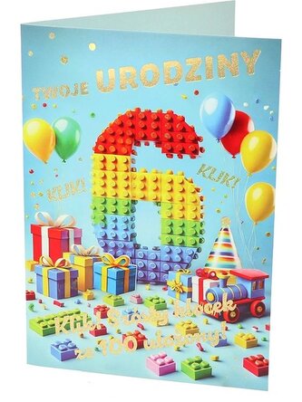 Karnet A B6 6 urodziny klocki RD-041