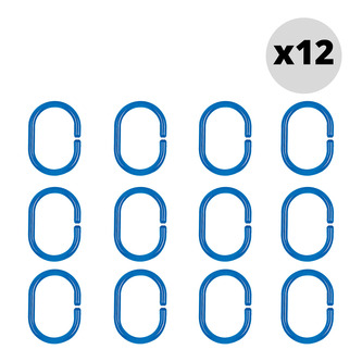 Spirella sada 12 ks kroužků na sprchové závěsy C-MINNOR, tmavě modrá, SAN plast