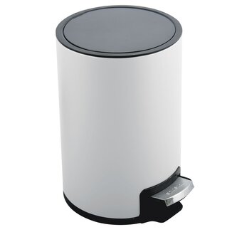 Spirella pedálový odpadkový koš RIKU, matná bílá, ocel, 5 L