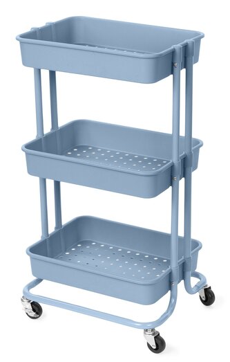 Koupelnový vozík s kolečky Compactor Grena, 3 police, 43 x 34,8 x 75 cm, modrý