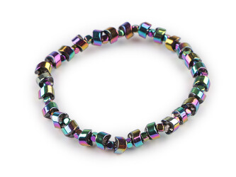 Náramek pružný hematitový - 1 ks - 2 multikolor