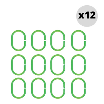 Spirella sada 12 ks kroužků na sprchové závěsy C-MINNOR, zelená, SAN plast