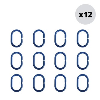 MSV sada 12 ks kroužků na sprchové závěsy, tmavě modrá, polypropylen, 5,8 x 3,8 cm