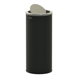 Odpadkový koš Swing 45 L, výkyvné víko, lakovaná ocel, černá