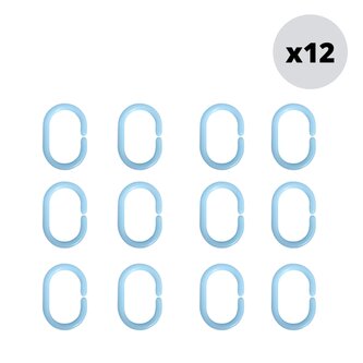 MSV sada 12 ks kroužků na sprchové závěsy, modrá, polypropylen, 5,8 x 3,8 cm