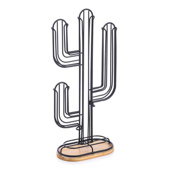 MSV stojan na kapsle ELIE, matná černá, ocel, dřevo