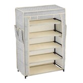 MSV textilní botník, šedý, 5 pater, s kapsami, 60 x 30 x 72 cm