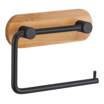 MSV samolepící držák na toaletní papír YONO, černý, ocel, bambus