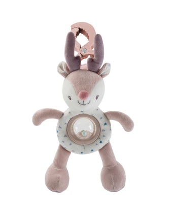 PETITE&MARS Hračka vibrační na skřipci s chrastítkem srnka Suzi