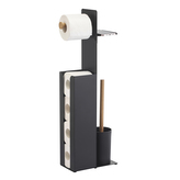 Spirella stojan na toaletní papír YONI, se štětkou, zásobníkem a držákem na telefon, černý