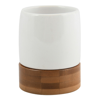 MSV kelímek na zubní kartáčky TALLINN, bílý, keramika, dřevo